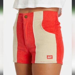 Hammies women's corduroy shorts two tone red and sand